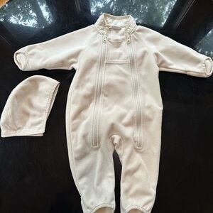 Polarn O. Pyret White Kids Footie with Hat